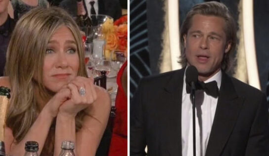 La reacción de Jennifer Aniston en el discurso de Brad Pitt
